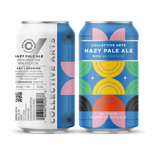 Bière Collective Arts Hazy Pale Ale sans alcool 0,4% Sanzalc, cave sans alcool pour adultes décomplexés