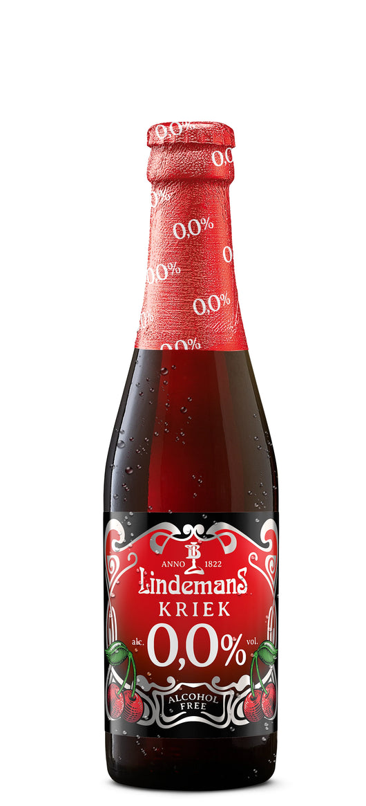 Bière Lindemans Kriek sans alcool 0,0%, saveur fruitée de cerises.
